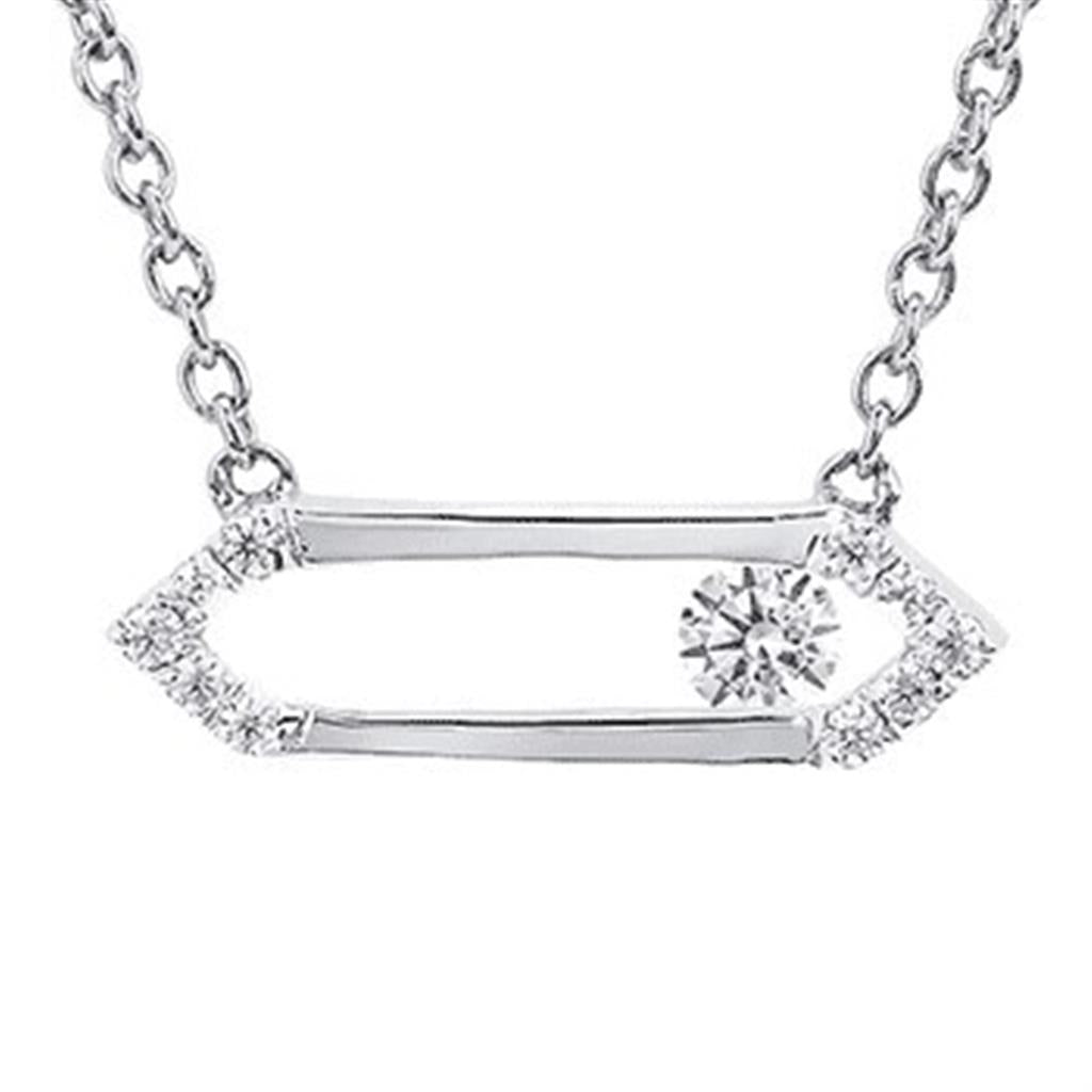 Sterling Silver White Gold 0.11ctw Diamond Necklace