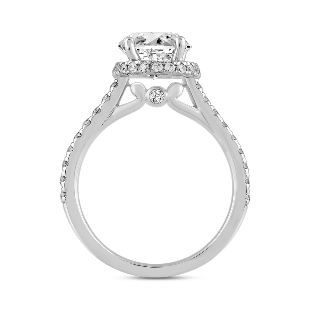 2.50 Carat Round Lab-Grown Diamond Engagement Ring | 14K White Gold | Halo Style