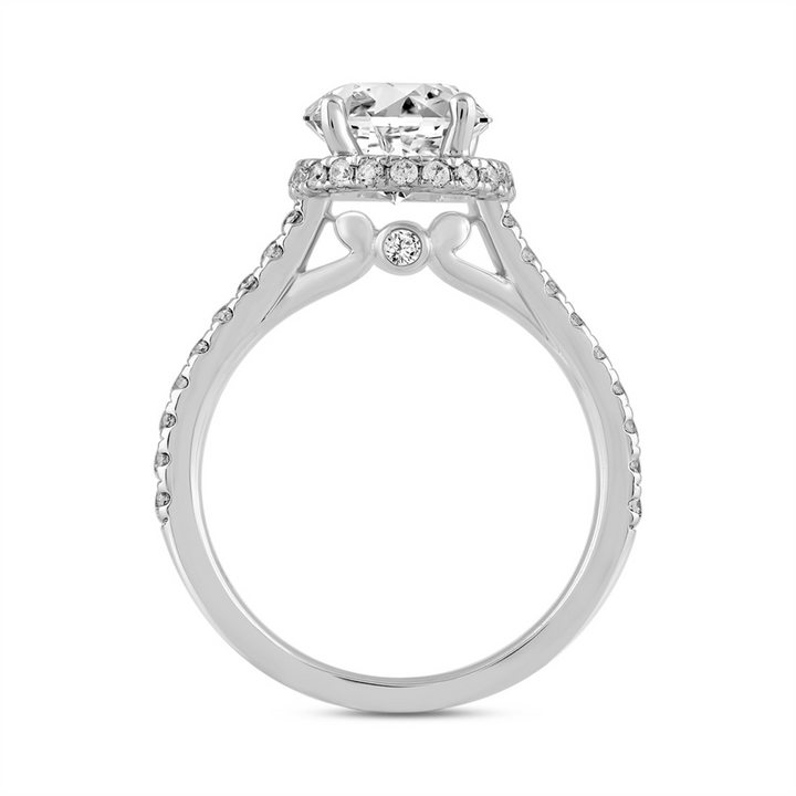 2.50 Carat Round Lab-Grown Diamond Engagement Ring | 14K White Gold | Halo Style