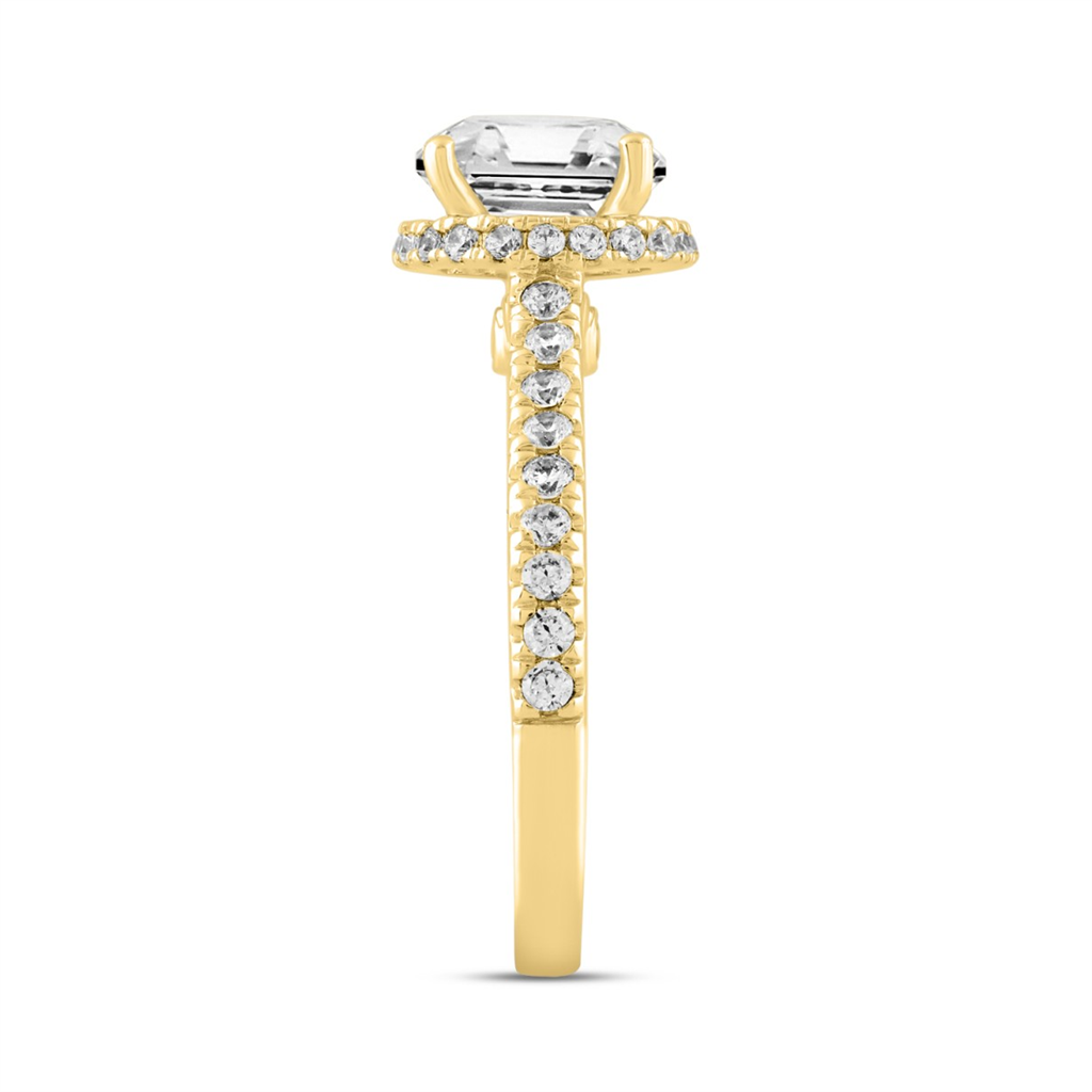 2.50 Carat Round Lab-Grown Diamond Engagement Ring | 14K Yellow Gold | Halo Style