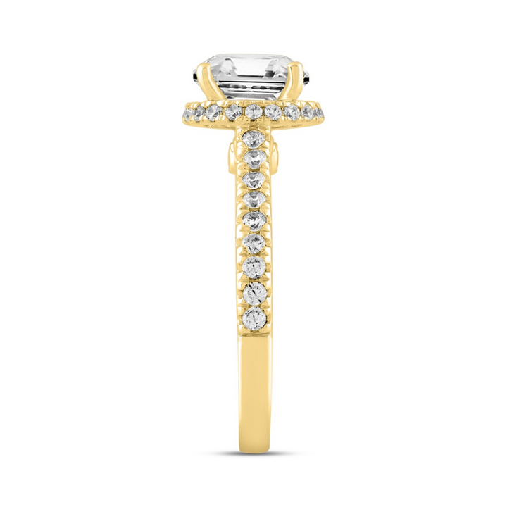2.50 Carat Round Lab-Grown Diamond Engagement Ring | 14K Yellow Gold | Halo Style