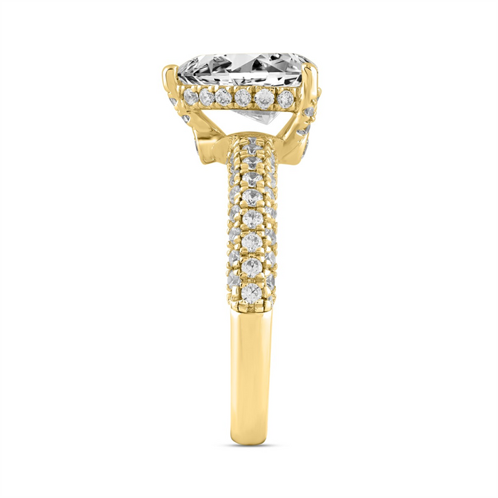 2.75 Carat Round and Pear Lab-Grown Diamond Engagement Ring | 14K Yellow Gold | Hidden Halo