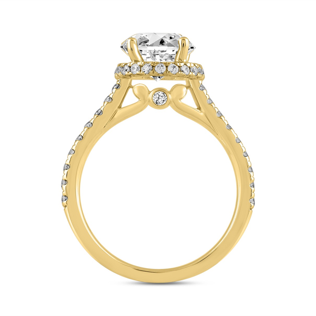 2.50 Carat Round Lab-Grown Diamond Engagement Ring | 14K Yellow Gold | Halo Style