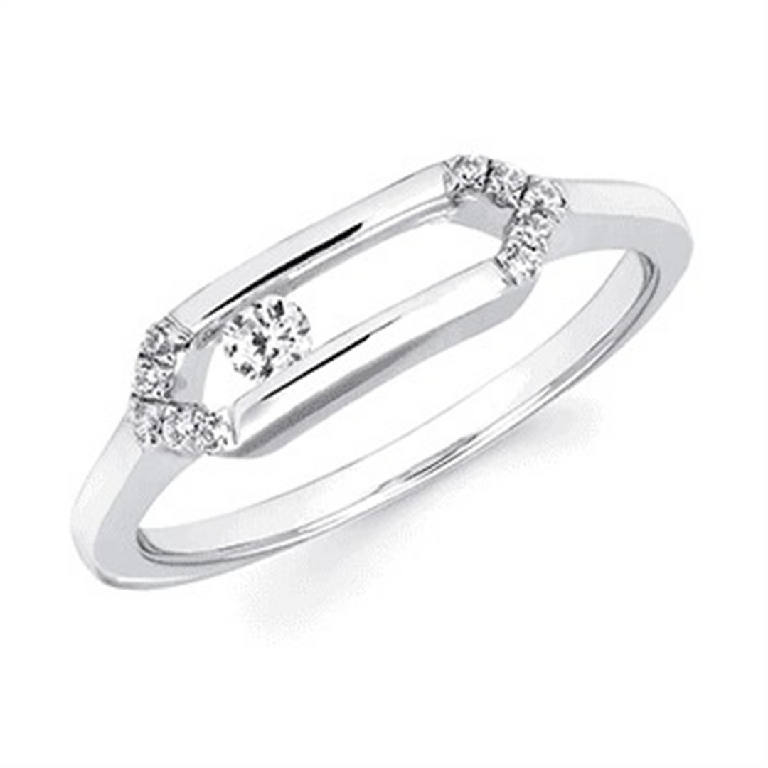 1/8 CTW Sliding Diamond Ring In Sterling Silver with 1/7CTW Accent Diamonds
