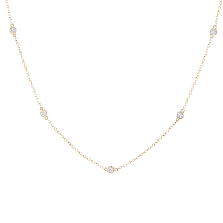 14K Yellow Gold 0.35ctw Bezel-Set Diamond Station Necklace