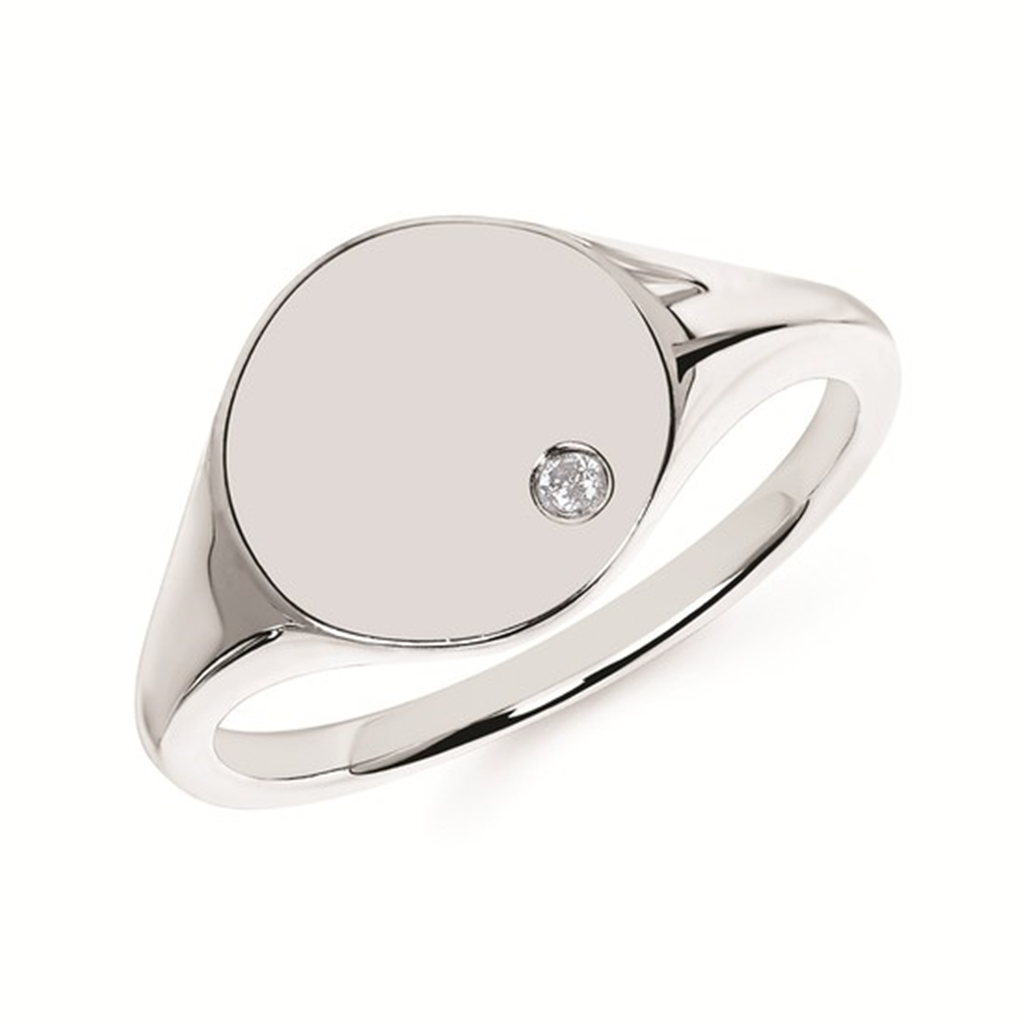 Diamond Tranquil Face Signet Ring - Solid Sterling Silver Signet Ring - White Diamond Star Setting - Unique Women's Ring hotsell - Engraved Ring