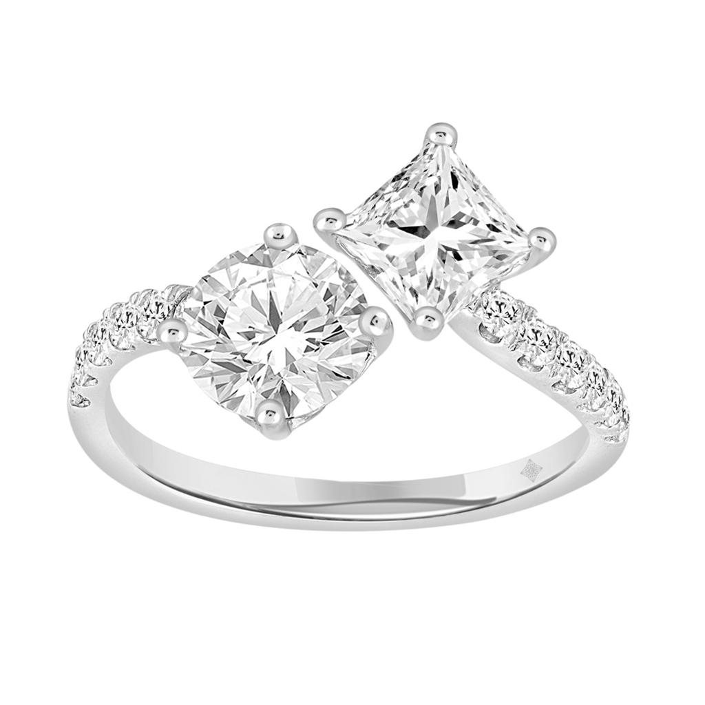 Carat Two Stone Lab-Grown Diamond Engagement Ring 14K White