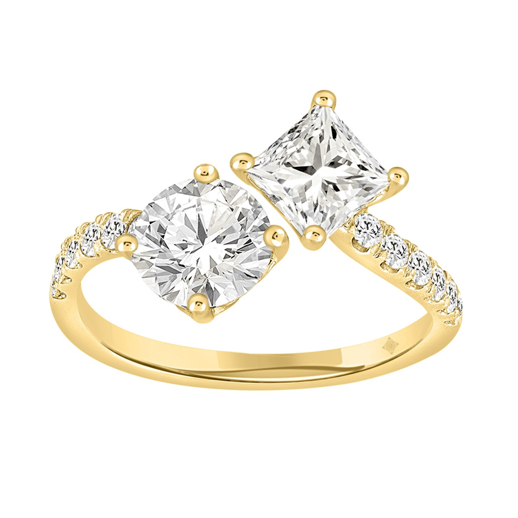 Carat Two Stone Lab-Grown Diamond Engagement Ring 14K Yellow