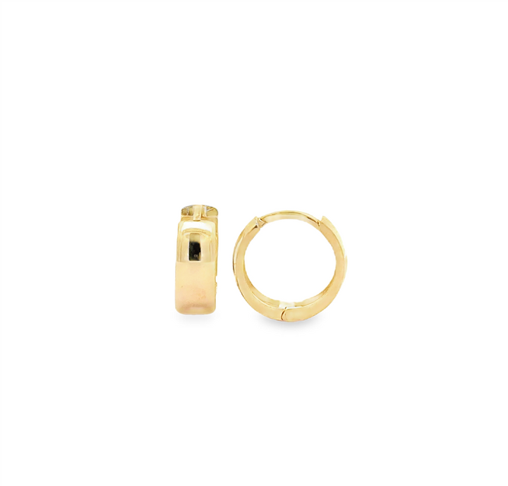 14K Yellow Gold Huggie Earrings | 11mm Length | 4mm Wide