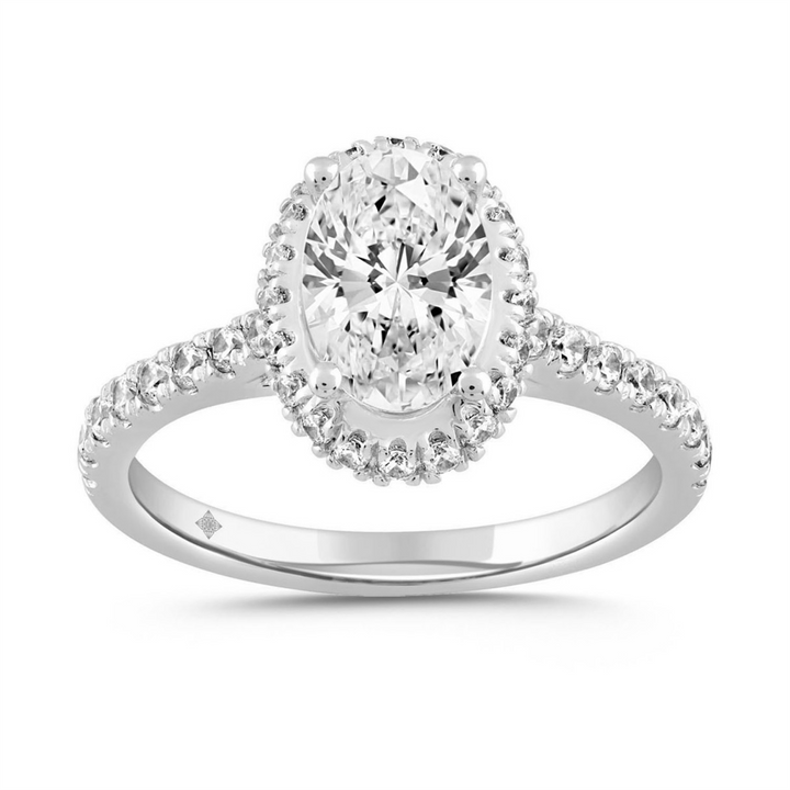 2.50 Carat Oval Lab-Grown Diamond Halo Engagement Ring | 14K White Gold