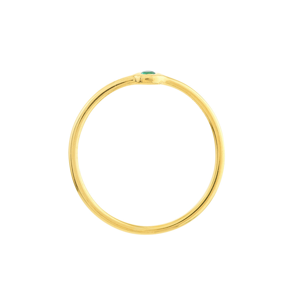 Emerald Bezel Wire Ring | 14K Yellow Gold | Stackable