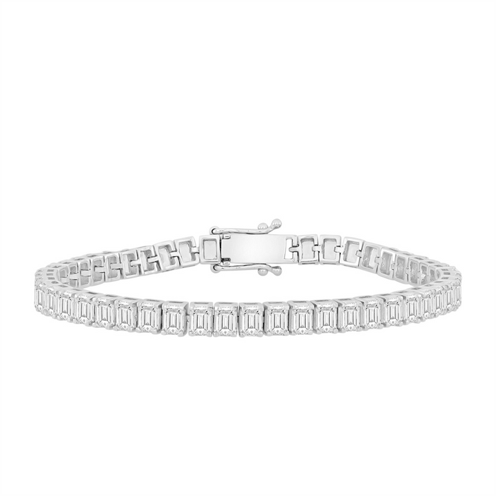 9 Carat Emerald Lab Grown Diamond Bracelet | 14K White Gold