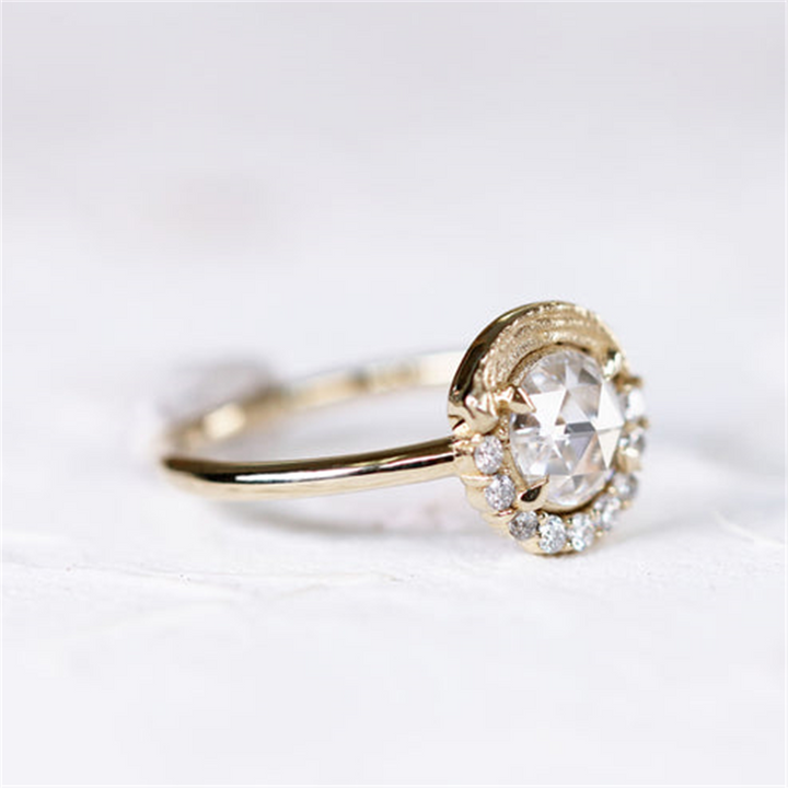 14K Yellow Gold "Renoir" Round 0.76ctw Rose Diamond Ring