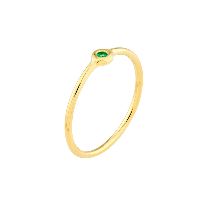 Emerald Bezel Wire Ring | 14K Yellow Gold | Stackable