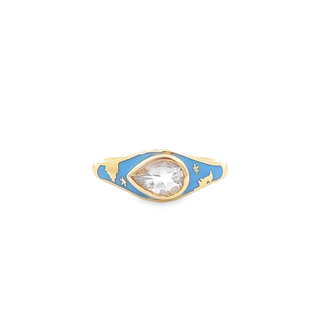 14K Yellow Gold Chimes of Memories #28  Pear 0.65ctw Moonstone Ring