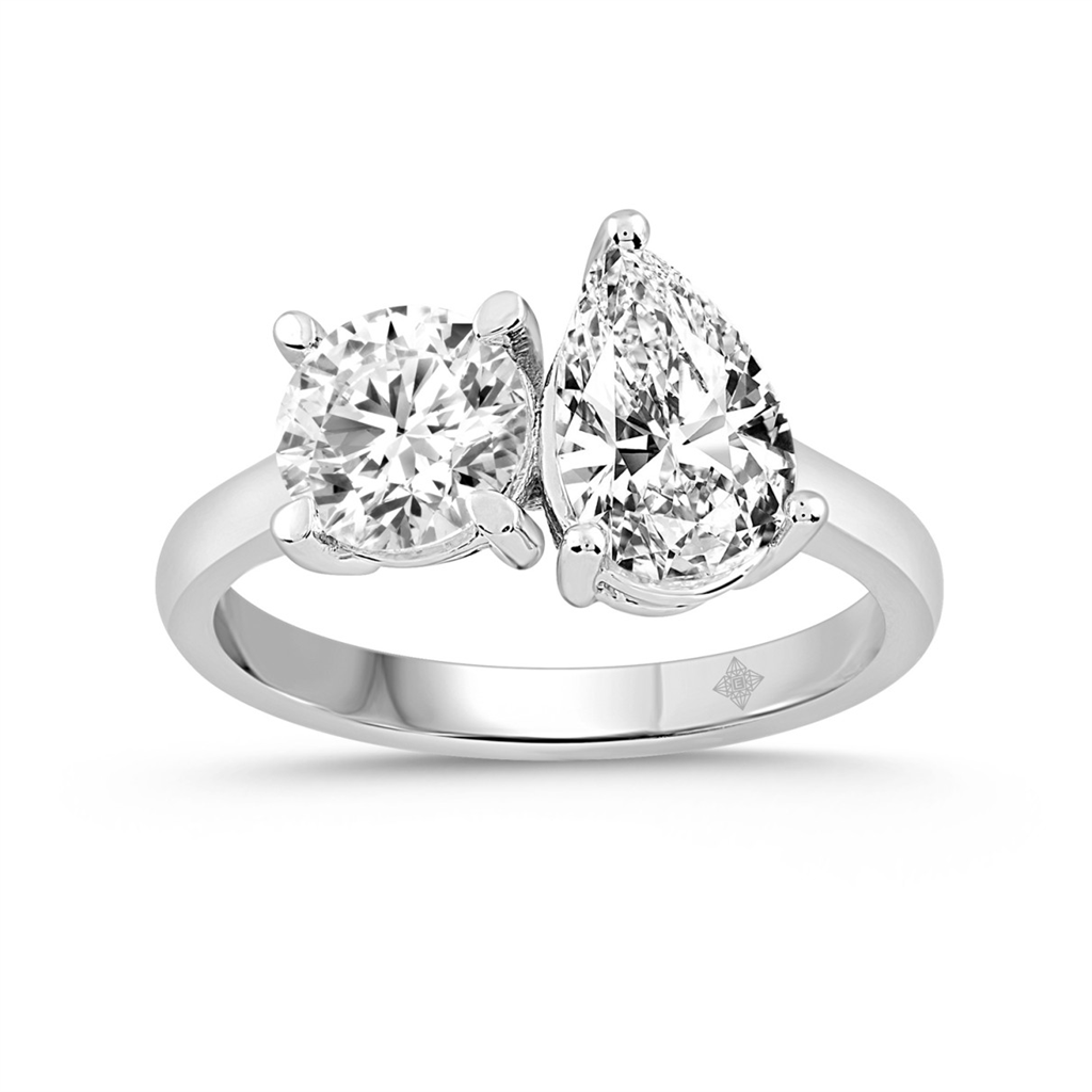 2 Carat Two Stone Lab-Grown Diamond Engagement Ring | 14K White Gold | Toi Et Moi Style