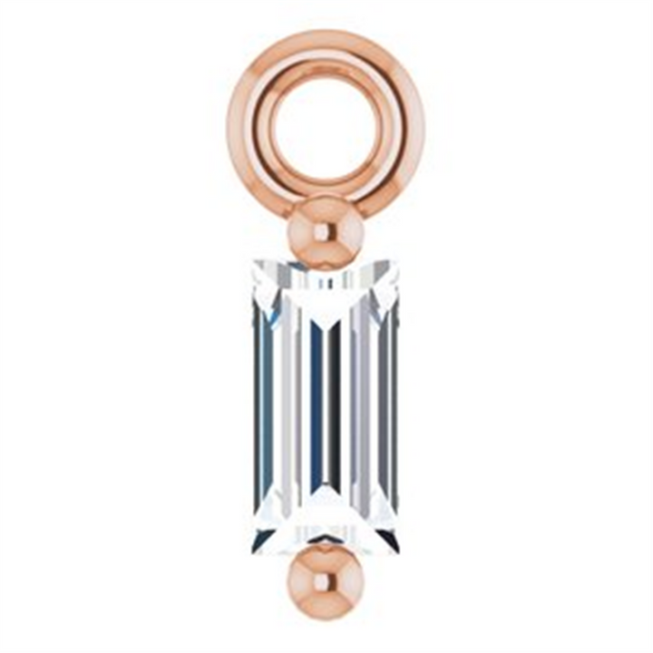 14K Rosé Gold .06ctw Baguette Diamond Charm