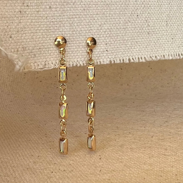 18k Gold Filled Opal Drop Earrings