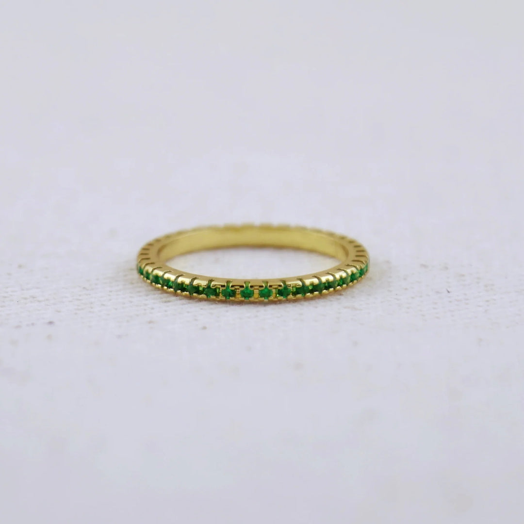 18k Gold Filled Diamond Color Eternity Micro Cubic Zirconia Stone Ring