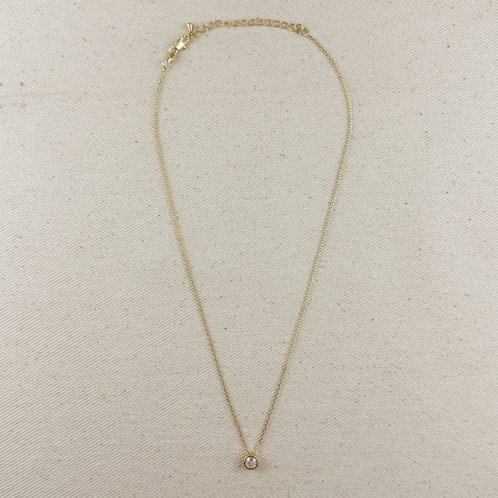 18k Gold Filled Solitaire CZ Necklace