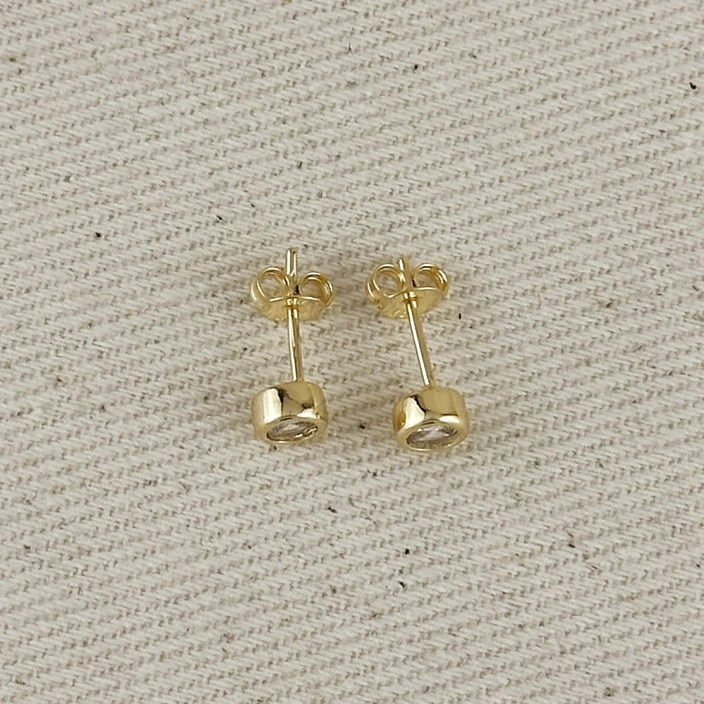 18k Gold Filled Mini CZ Round Stud Earrings