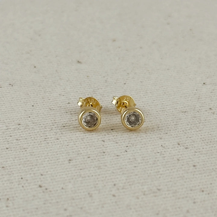18k Gold Filled Mini CZ Round Stud Earrings