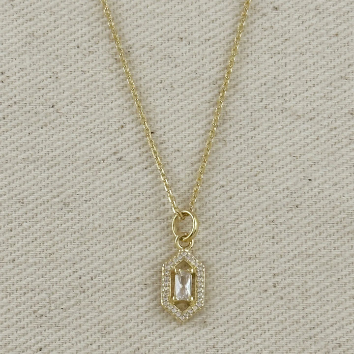 18k Gold Filled Fancy Baguette Pendant Necklace