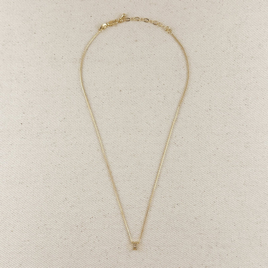 18k Gold Filled Mini CZ Baguette Necklace