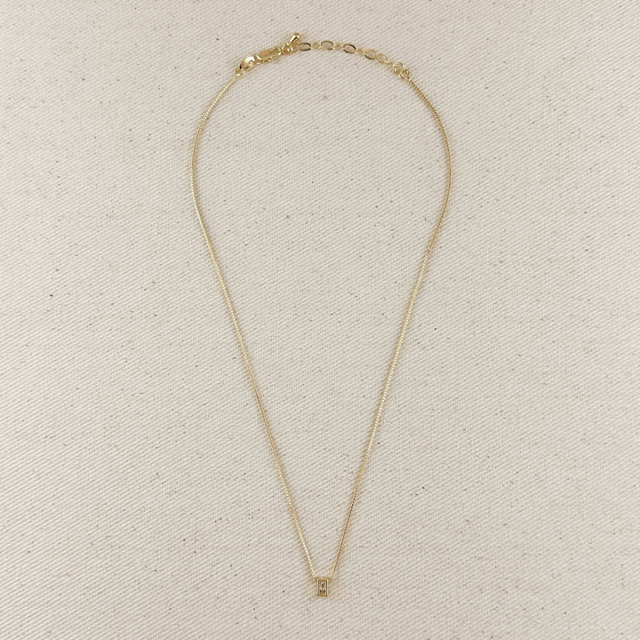 18k Gold Filled Mini CZ Baguette Necklace