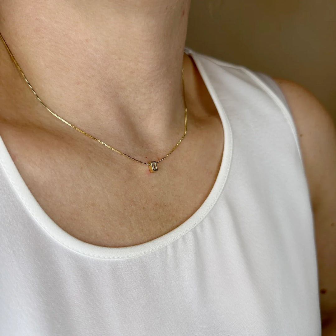 18k Gold Filled Mini CZ Baguette Necklace