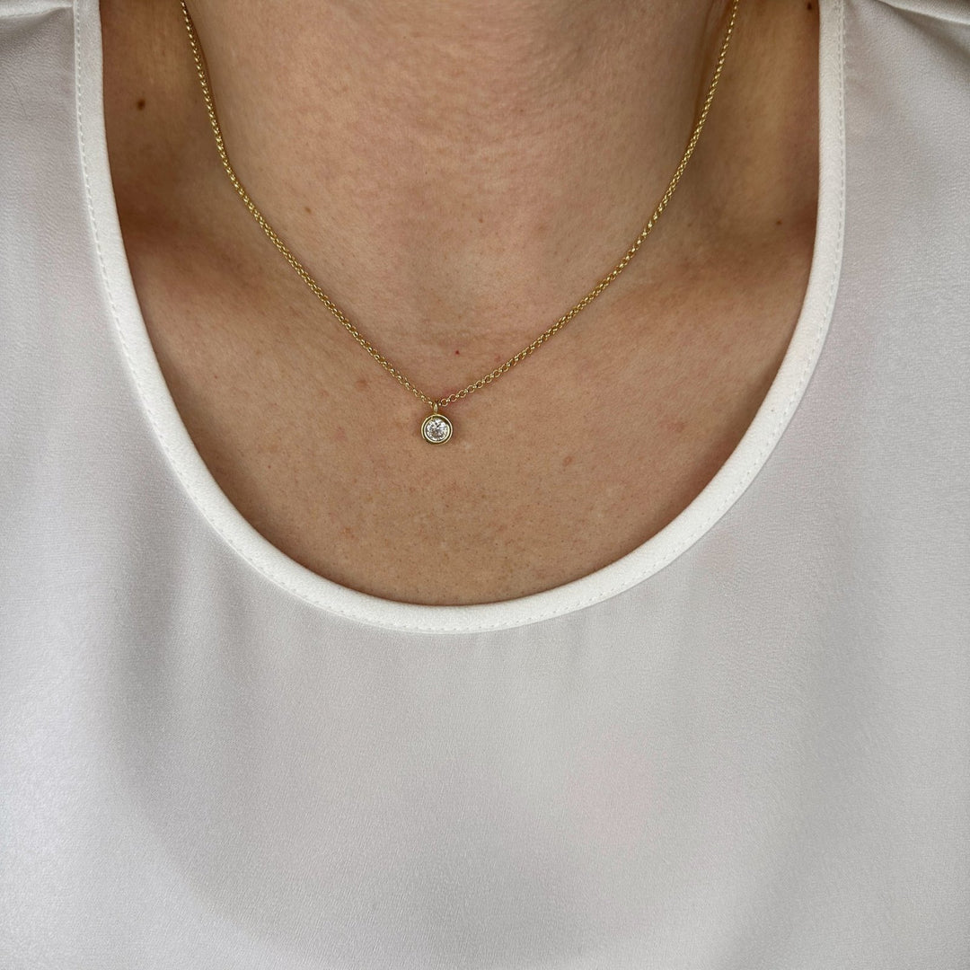 18k Gold Filled Solitaire Necklace