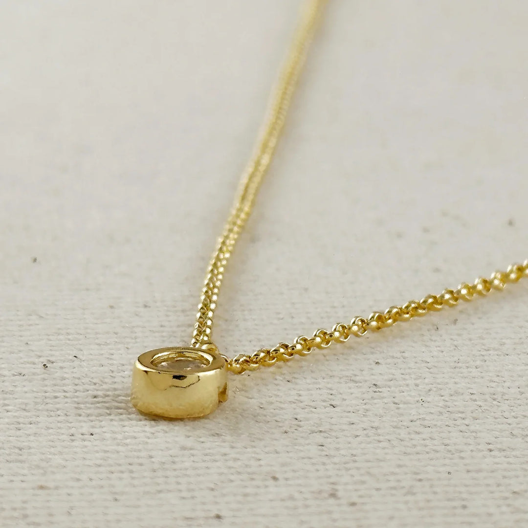 18k Gold Filled Solitaire Necklace