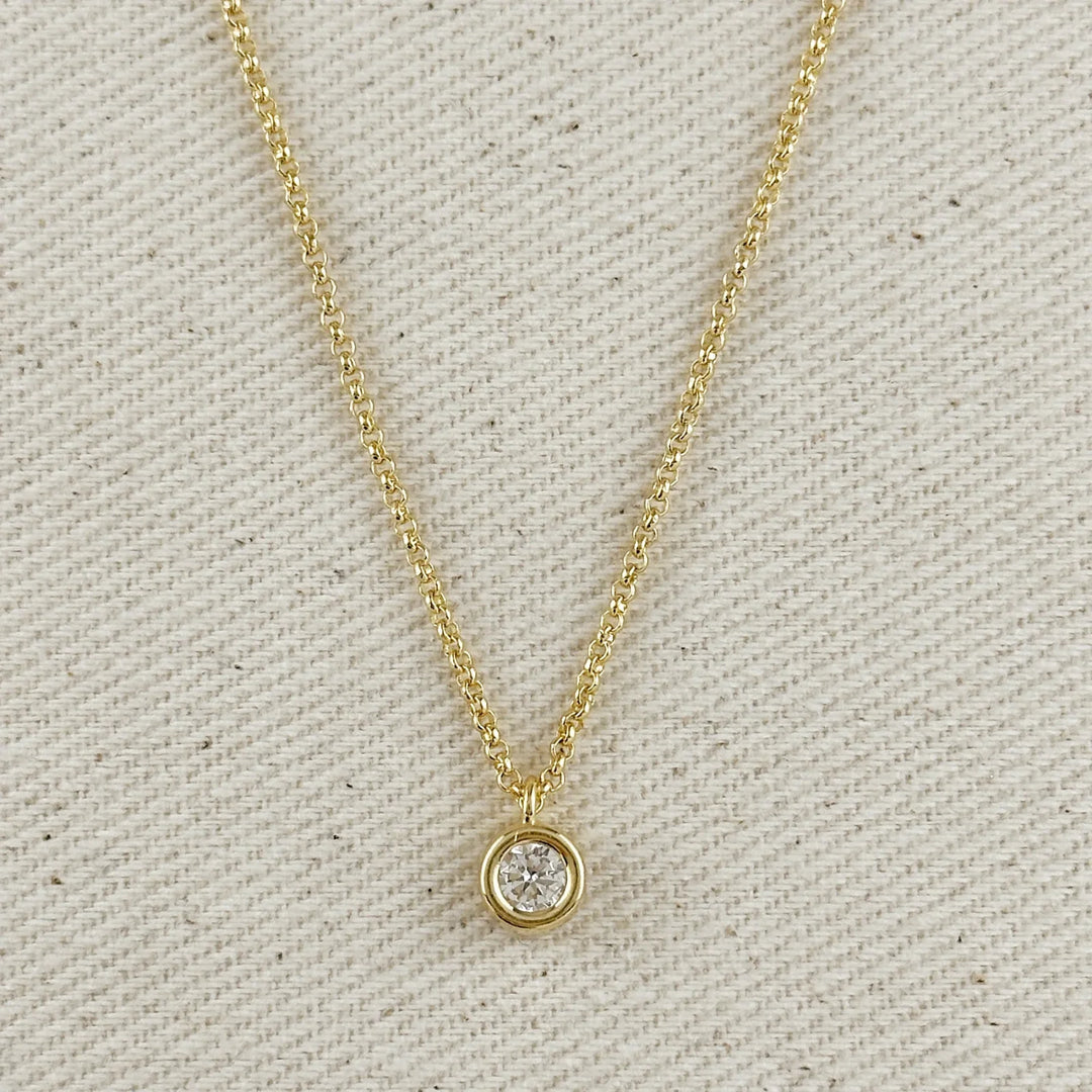 18k Gold Filled Solitaire Necklace