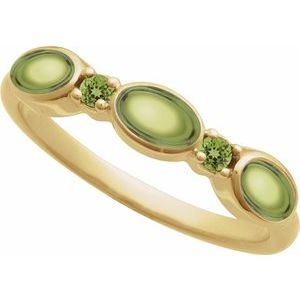 14K Yellow Natural Peridot & Natural Peridot Stackable Ring