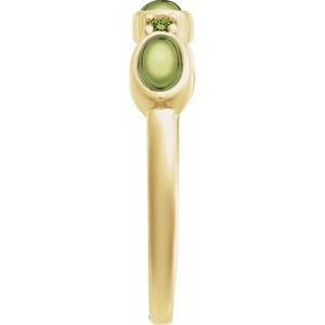 14K Yellow Natural Peridot & Natural Peridot Stackable Ring