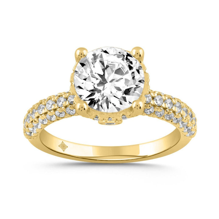 2.75 Carat Round Lab-Grown Diamond Engagement Ring | 14K Yellow Gold | Hidden Halo Style