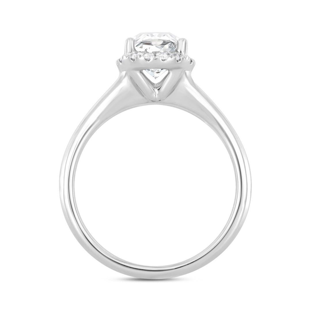 2.17 Carat Oval Lab Grown Diamond Engagement Ring | 14K White Gold | Halo Style