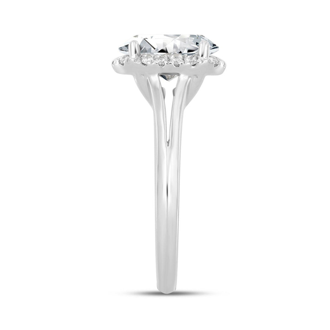 2.17 Carat Oval Lab Grown Diamond Engagement Ring | 14K White Gold | Halo Style