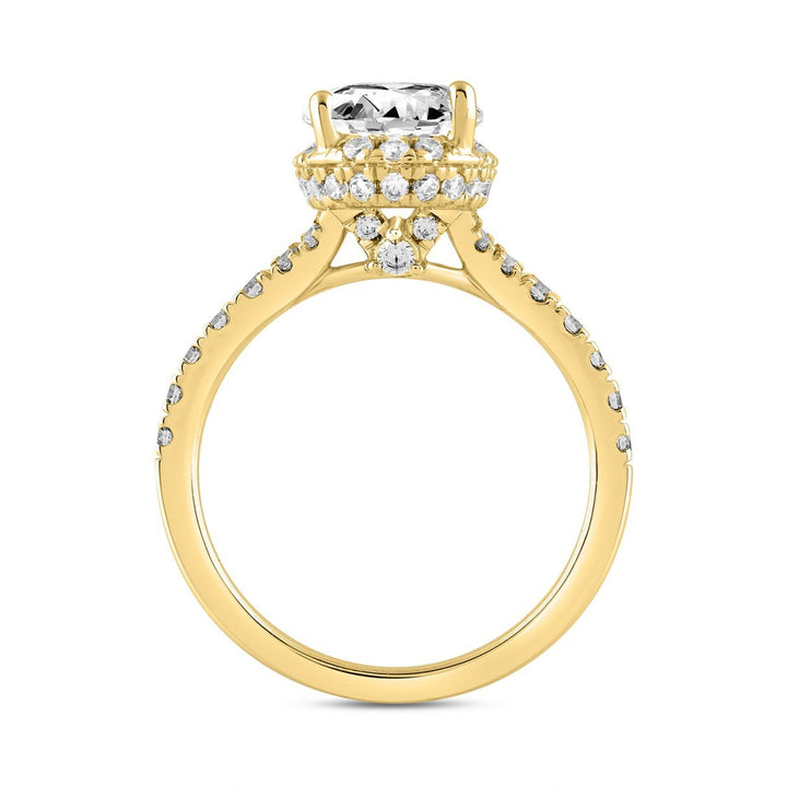 2.75 Carat Oval Lab Grown Diamond Engagement Ring | 14K Yellow Gold | Hidden Halo Style
