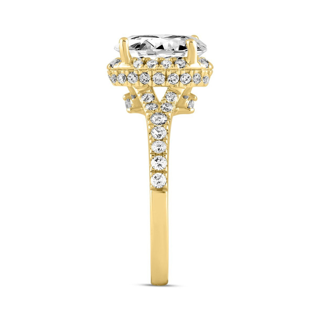 2.75 Carat Oval Lab Grown Diamond Engagement Ring | 14K Yellow Gold | Hidden Halo Style