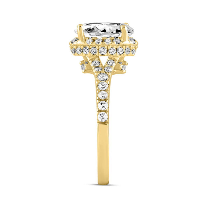 2.75 Carat Oval Lab Grown Diamond Engagement Ring | 14K Yellow Gold | Hidden Halo Style