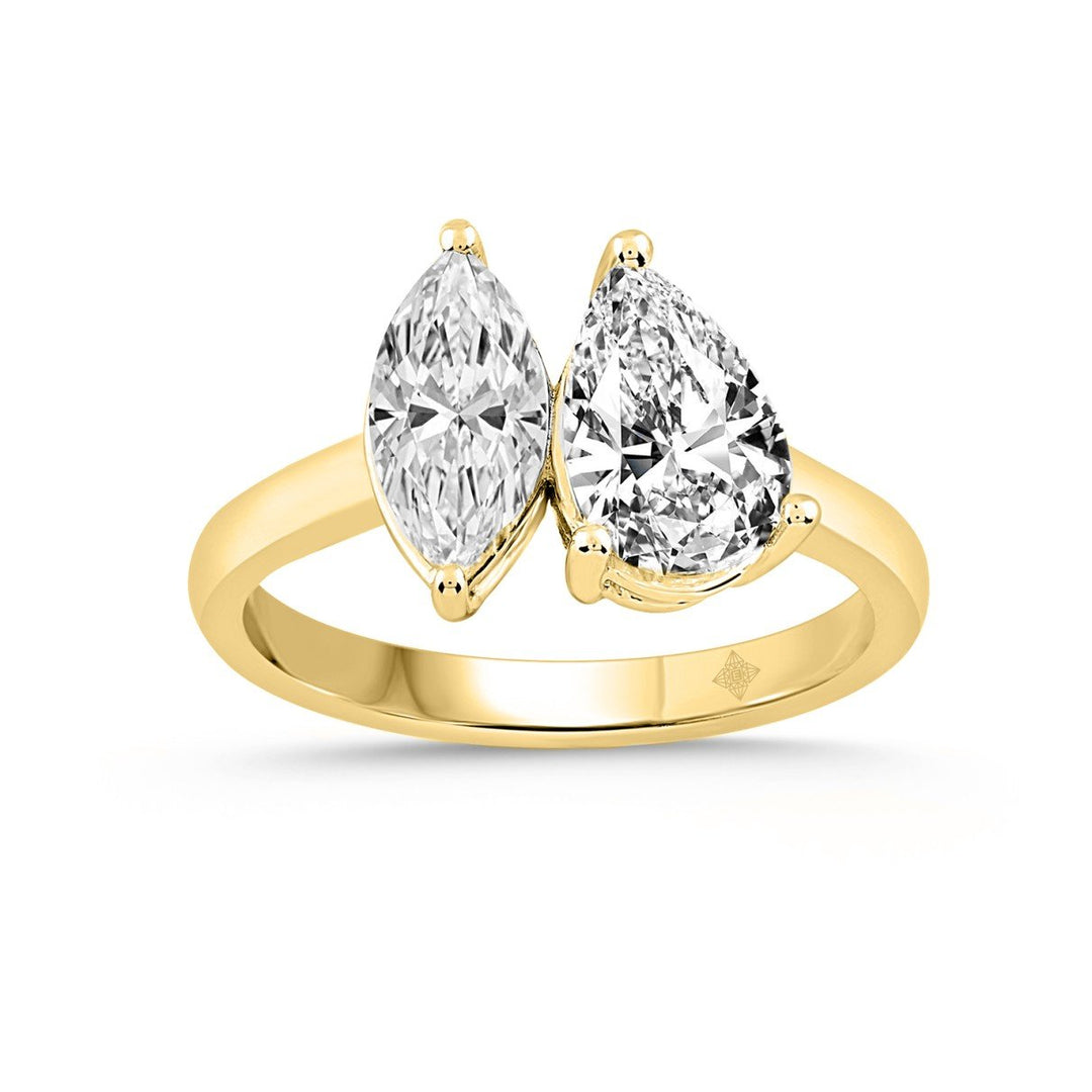 2.5 Carat Two Stone Lab-Grown Diamond Engagement Ring | 14K Yellow Gold | Toi Et Moi Style