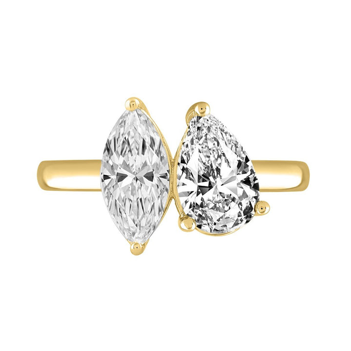 2.5 Carat Two Stone Lab-Grown Diamond Engagement Ring | 14K Yellow Gold | Toi Et Moi Style