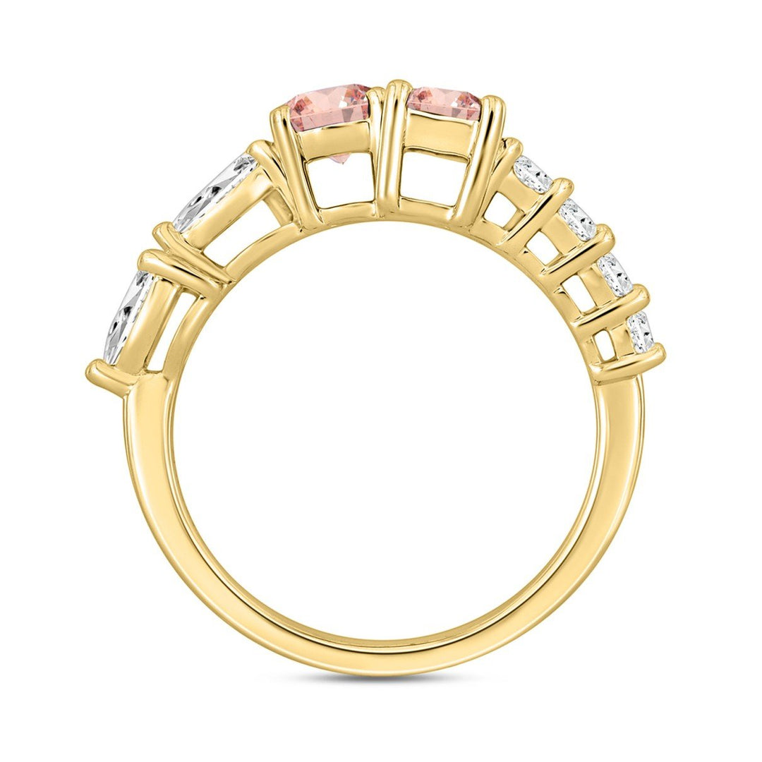 2.25 Carat Two Stone Lab-Grown Oval and Emerald Diamond Engagement Ring | 14K Yellow Gold | Toi Et Moi Style