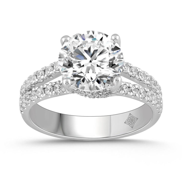 3.50 Carat Round Lab-Grown Diamond Engagement Ring | 14K White Gold | Hidden Halo Style