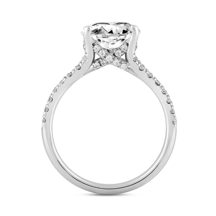 3.50 Carat Round Lab-Grown Diamond Engagement Ring | 14K White Gold | Hidden Halo Style