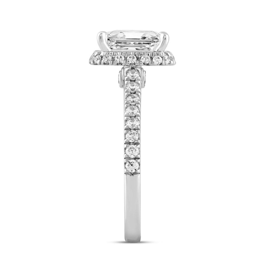 2.50 Carat Round and Emerald Lab-Grown Diamond Ring | 14K Gold | Halo Style