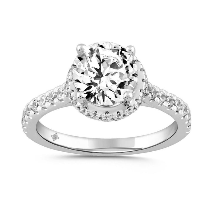 2.50 Carat Round Lab-Grown Diamond Engagement Ring | 14K White Gold | Halo Style