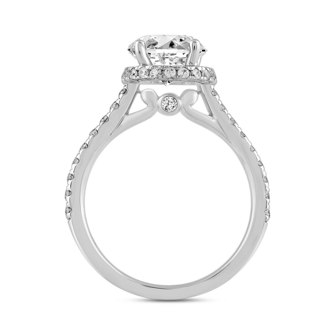 2.50 Carat Round Lab-Grown Diamond Engagement Ring | 14K White Gold | Halo Style