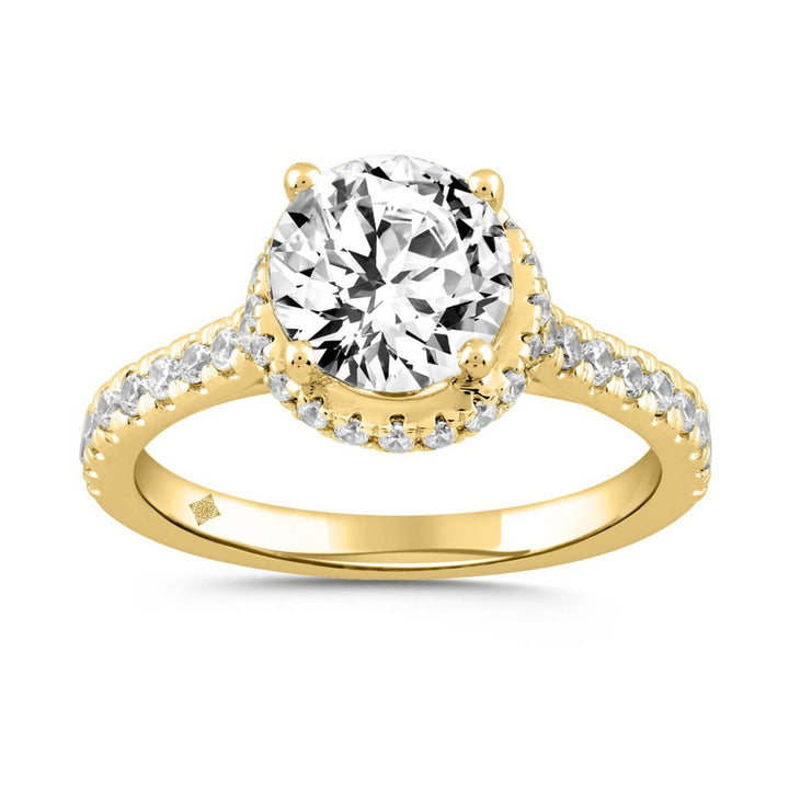 2.50 Carat Round Lab-Grown Diamond Engagement Ring | 14K Yellow Gold | Halo Style